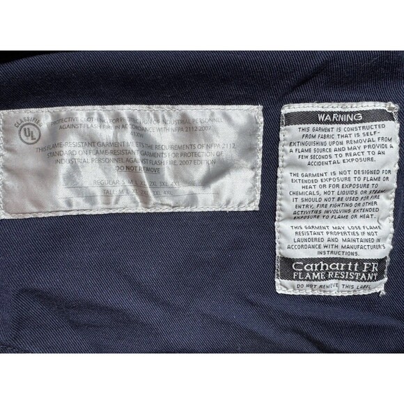 Carhartt Men’s FR Blue Long Sleeve Work Shirt Size Large Regular Flame Resistant - Picture 2 of 12